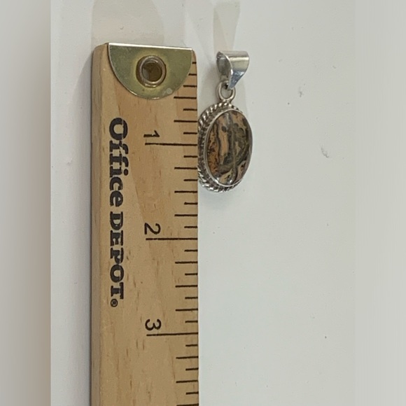 Vintage Taxco Mexico Sterling Silver 925 Leopard Skin Jasper Pendant - Picture 8 of 9